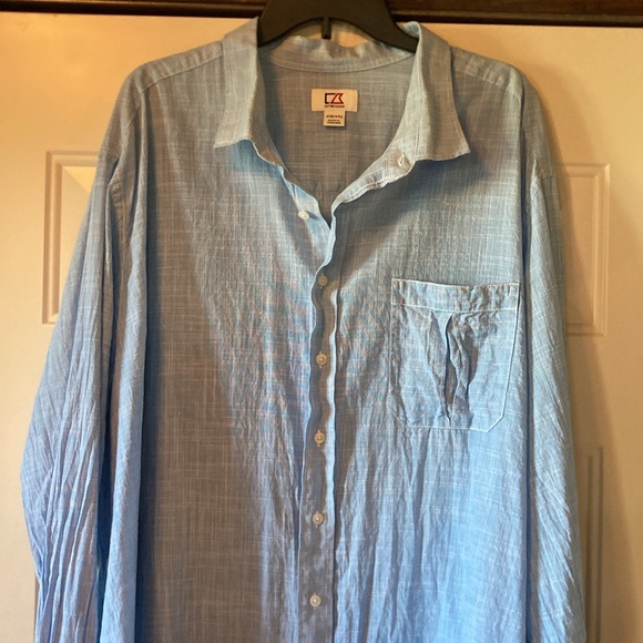 4XB Big Cutter & Buck Light Blue Button Down Dress Shirt - Picture 3 of 13